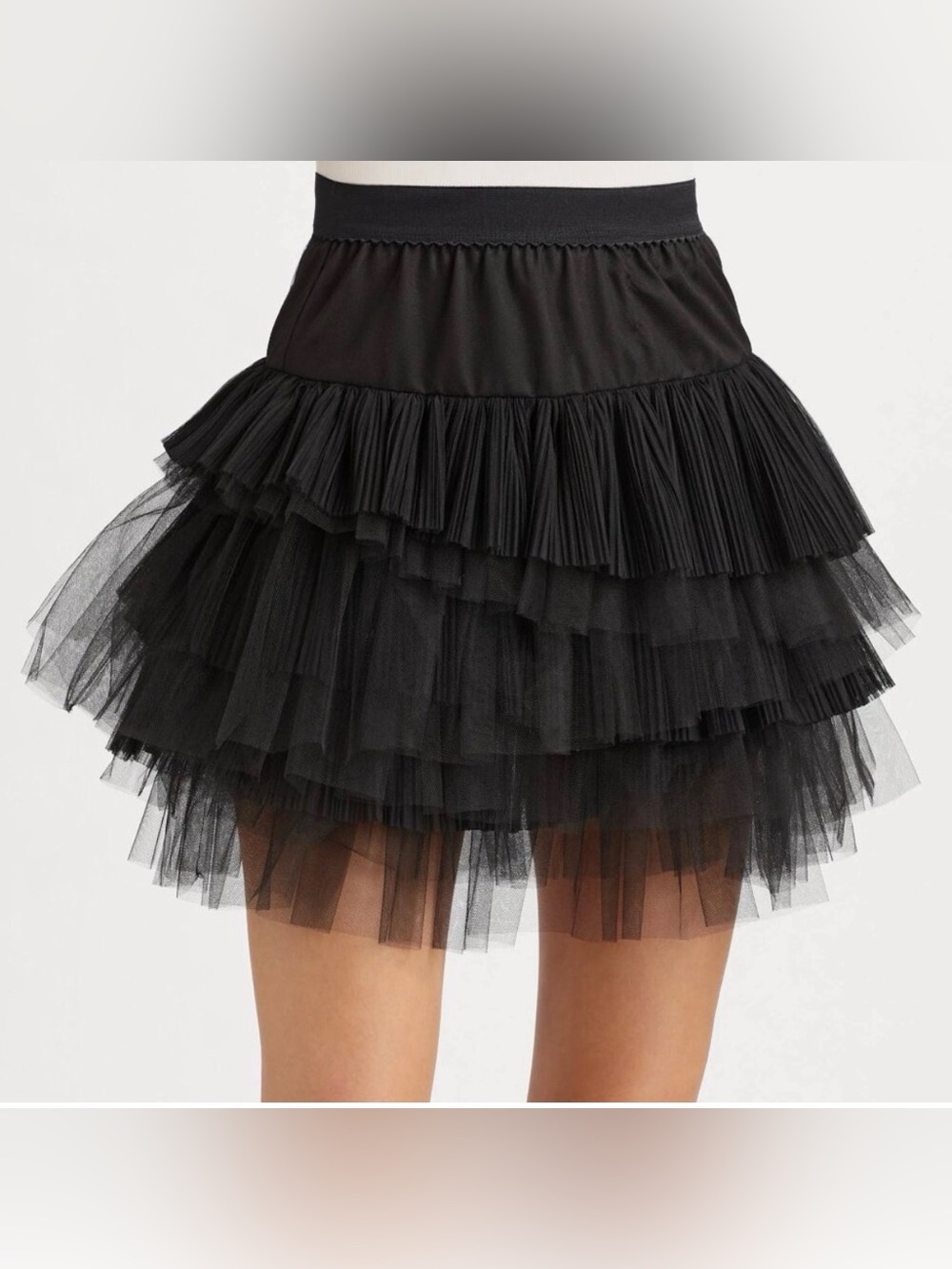 BCBG Max Azaria Black Layered Tulle Mini Skirt